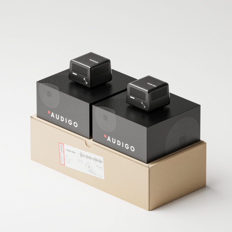 Audigo - 2 mics and shipping box